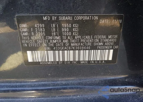 2019 Subaru Impreza 2.0I Premium z USA, uszkodzony, nr VIN 4S3GKAC67K3608646